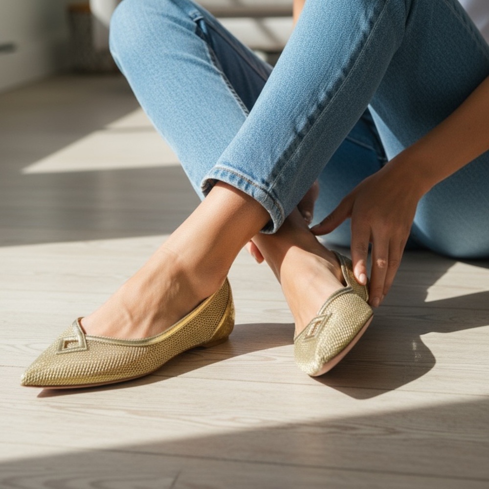 Christian Louboutin Metallic Gold Pointed Flats